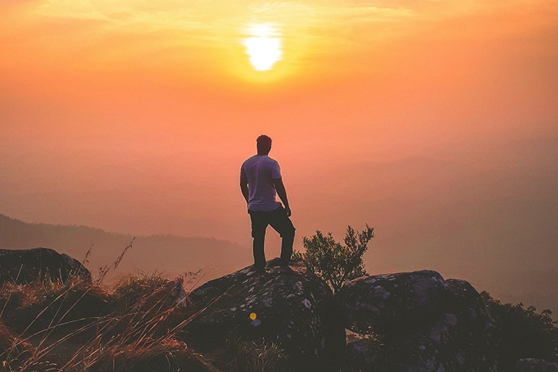 man at sunrise